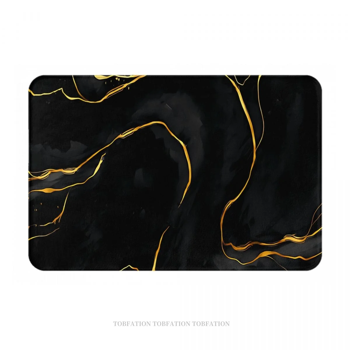 

Anti-Slip Doormat Bath Mat Black Marble Gold Pattern Floor Carpet Entrance Door Rug Indoor Decor