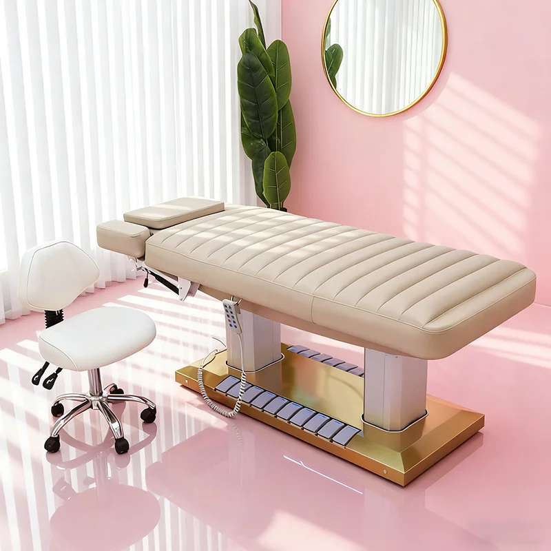 

High End Nail Salon Furniture Medical Clinic Massage Bed Modern Luxury 4 Motors Electric Extension Lash Beauty Bed with Lights