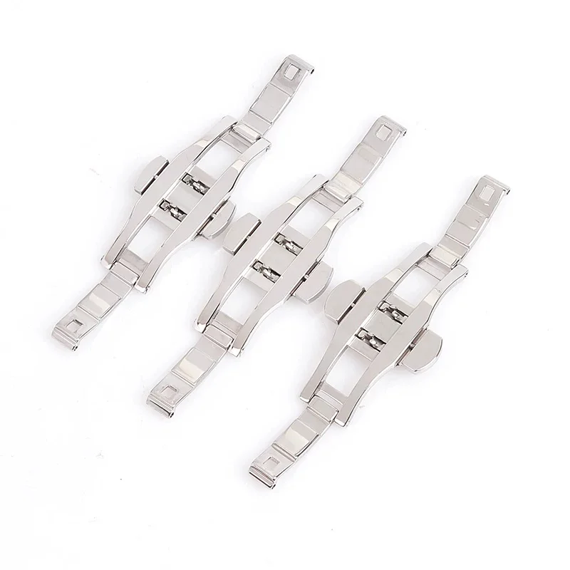Butterfly Clasp Watch Band Connector Folding Dual Push Button Stainless Steel Watch Buckle Multiple Sizes GD541