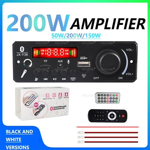 Imagen 1 del producto Amplificador de 200W Bluetooth 5,3 MP3 WMA APE placa decodificadora 12V 100W 50W micrófono de Audio para coche manos libres USB TF FM reproductor de música DIY