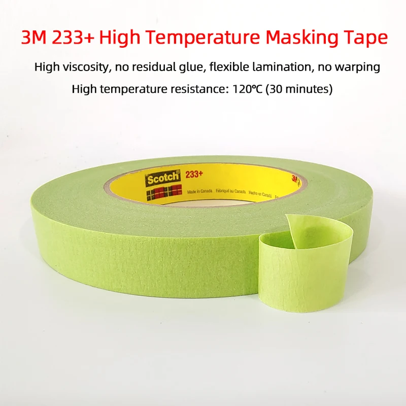 3M233+ Masking Tape Paint Spray Paint To Cover High Temperature Without Trace Without Glue 18mm*55m/Roll