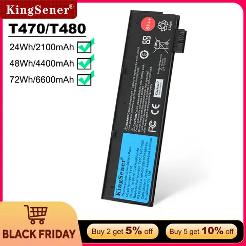 KingSener 10.8V 6600mAh Laptop Battery for Lenovo ThinkPad T470 T480 T570 T580 P51S P52S 01AV427 01AV428 01AV423 SB10K97580 61++