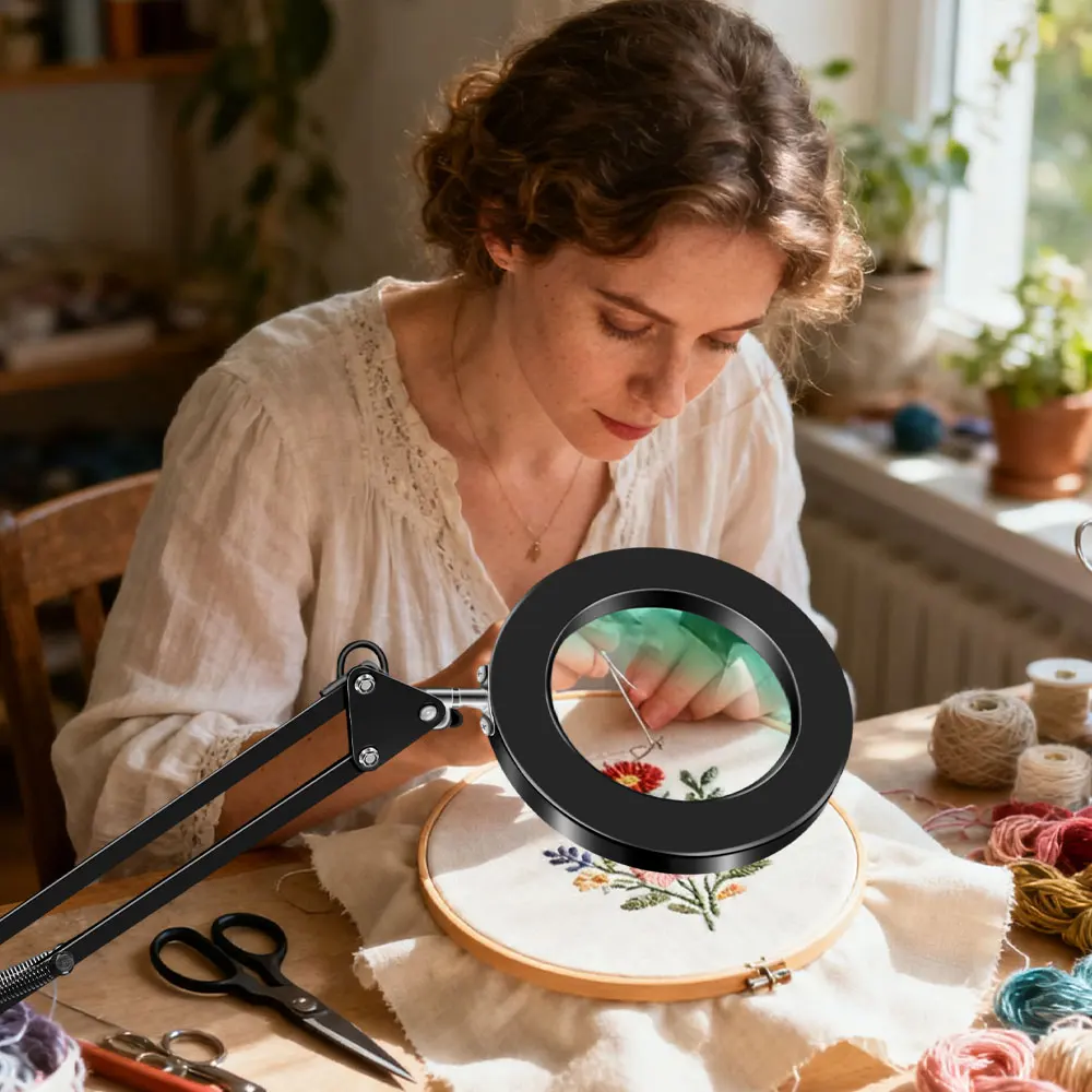 3 Colors LED Magnifying Glass 72LED 8X/10X NEW Illuminated Magnifier USB for Soldering Iron Repair/Table Lamp/Skincare Beauty