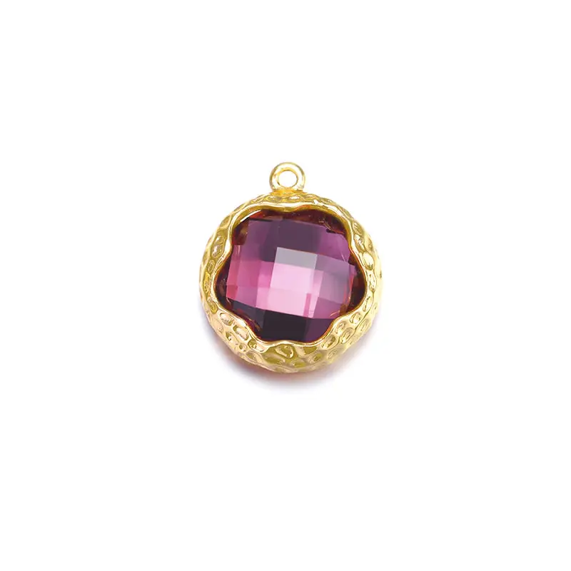 4 pièces 14x16MM haute qualité Champagne couleur or laiton coloré verre rond fleur breloques pendentifs bijoux à bricoler soi-même accessoires