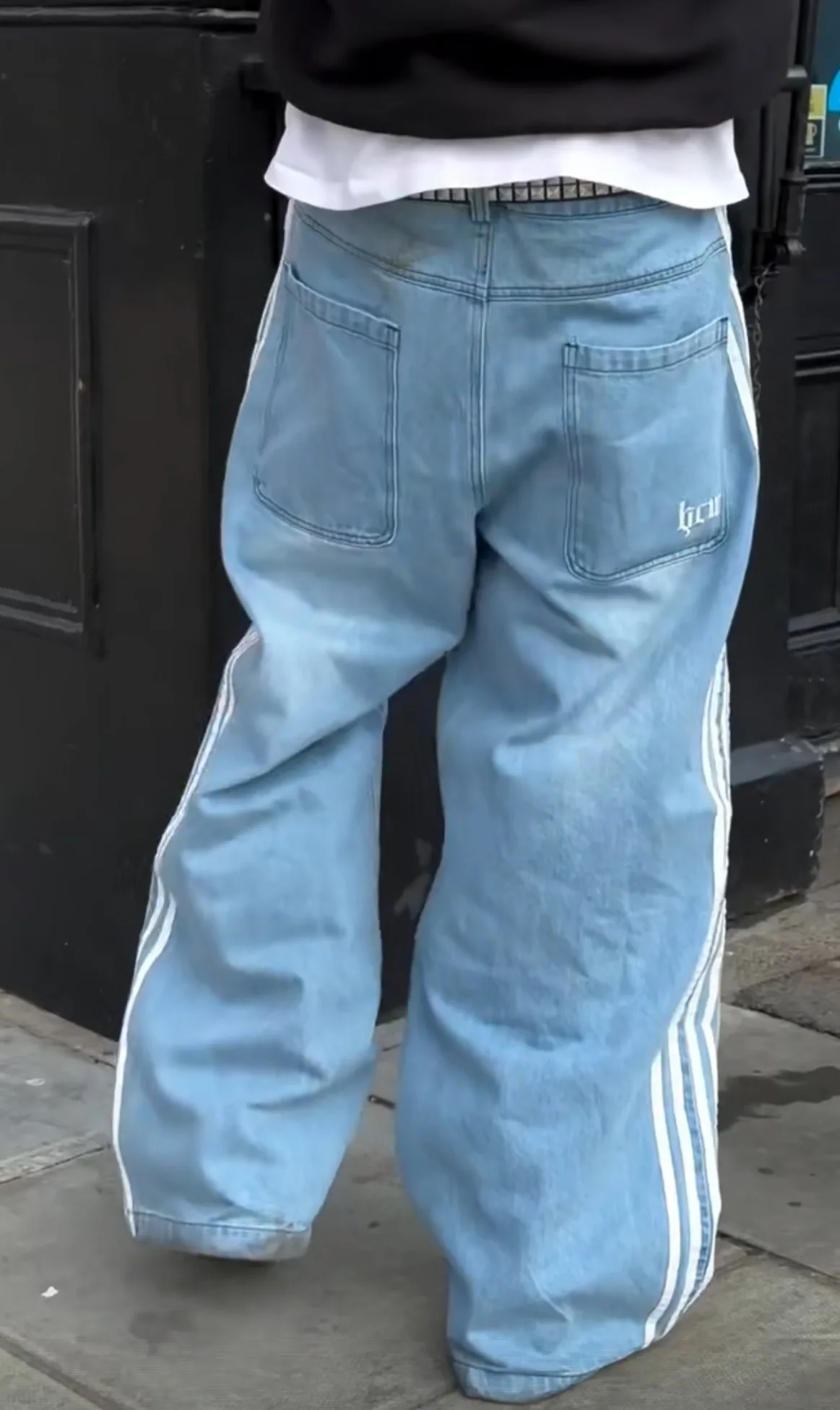 

Harajuku уличная одежда в полоску с вышивкой, мешковатые джинсовые брюки со звездами Y2k, широкие свободные джинсы с высокой талией, прямые джинсы, женская одежда