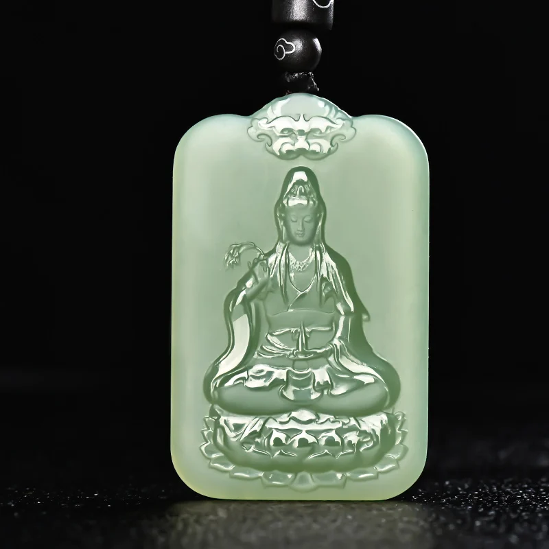 

Подлинный нефритовый кулон Hetian Nanhai Guanyin из нефрита, мужская ветка ивы Guanyin, двусторонняя гравировка
