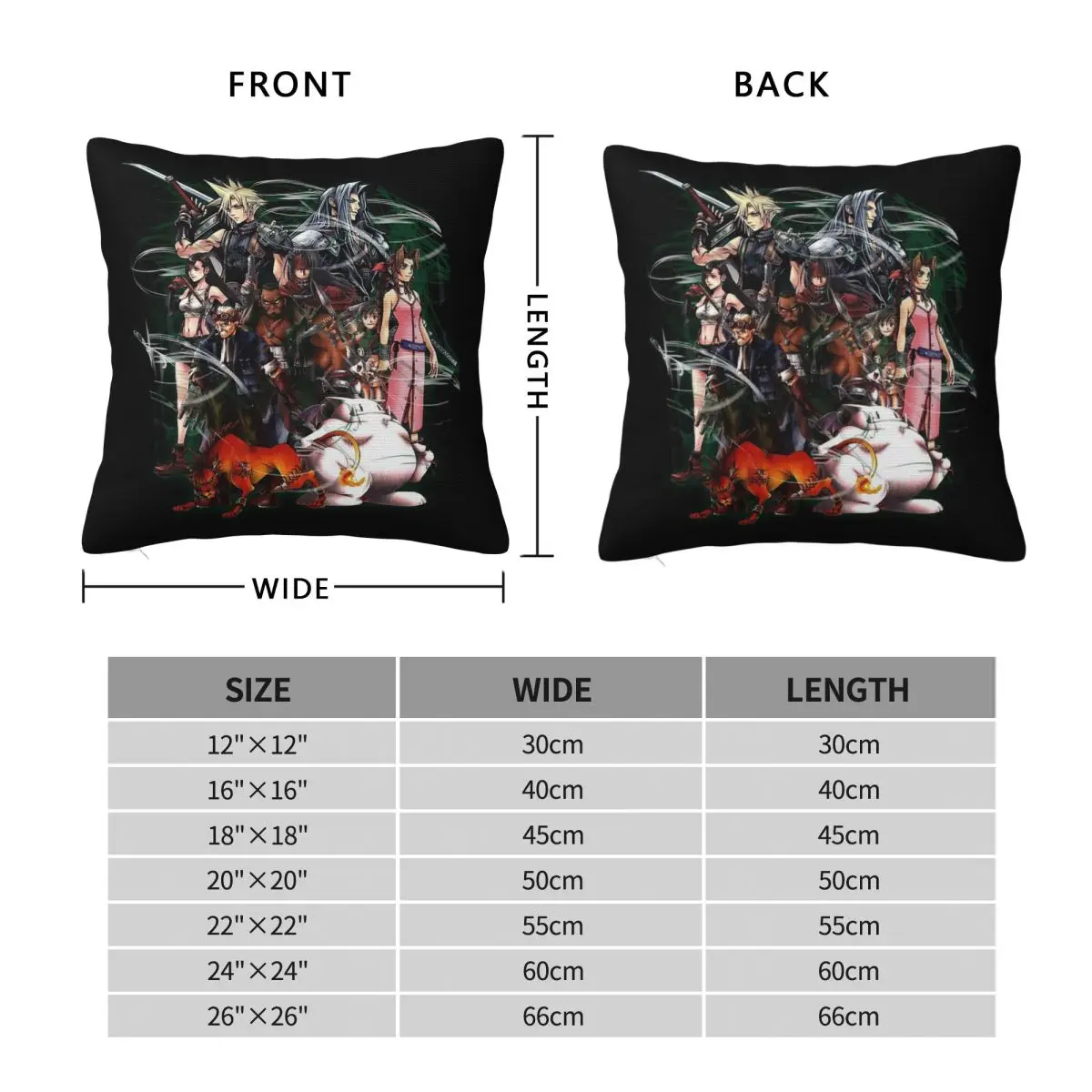Final Fantasy VII Collage Square Pillowcase Polyester Linen Velvet Printed Zip Decor Throw Pillow Case Sofa Cushion Cover