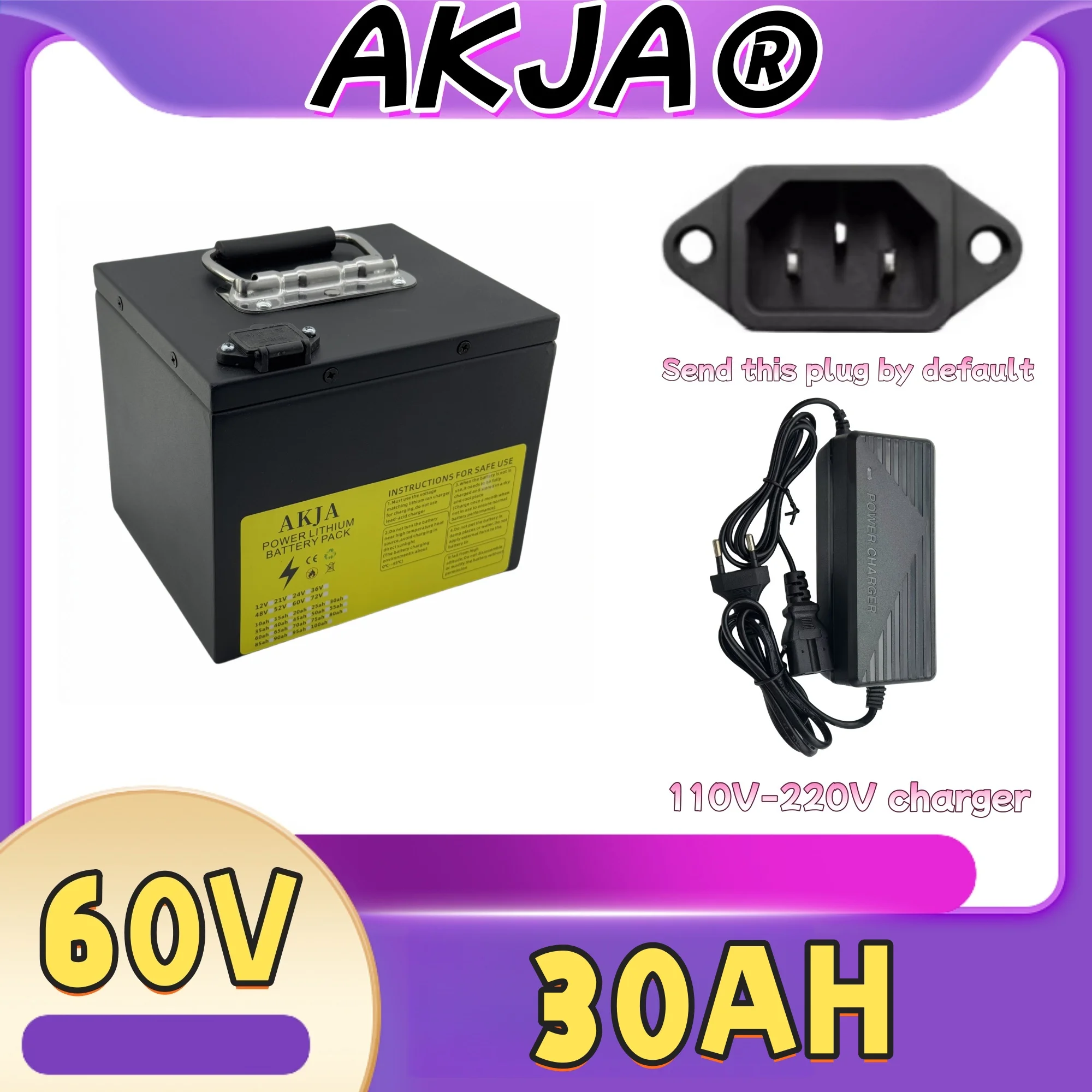 18650 lithiumbatterij, luchtvracht, 60V50AH, volledige capaciteit, geschikt voor motoren hieronder, geschikt voor diverse elektrische voertuigen
