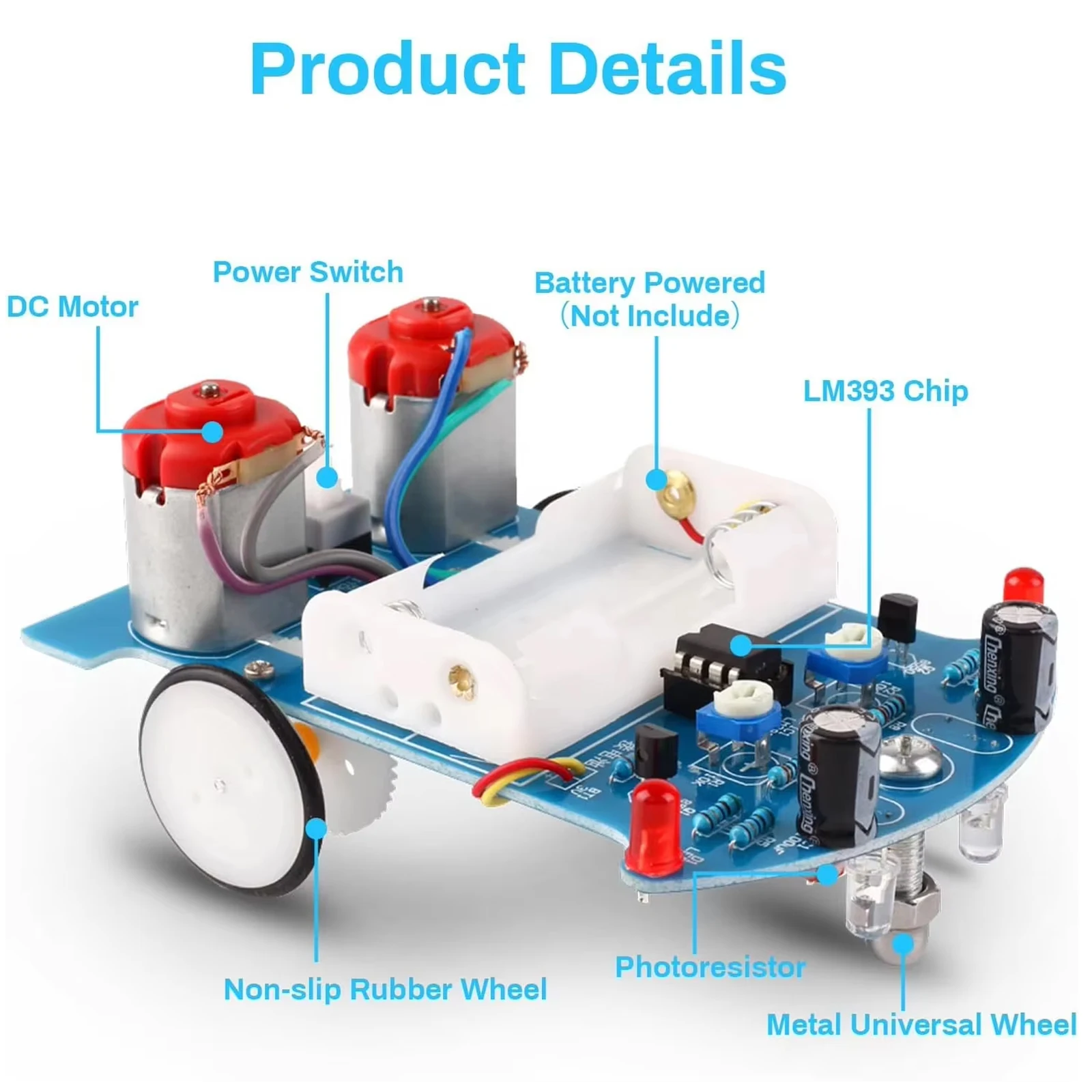 D2-5 Smart Car Kit Line Follow Robot LM393 3V Soldering Project DIY STEM Electronic Educational Kit for Beginners Practice Robot