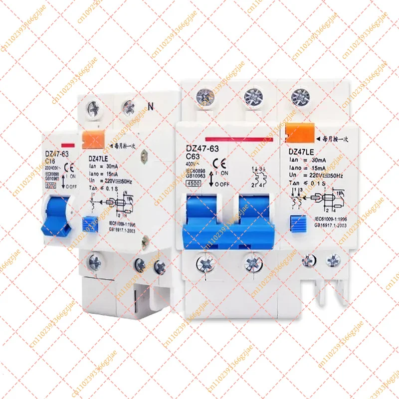 DZ47LE-63 Household Circuit Breaker with Leakage Overload Protection 2P 3P 4P 10A-125A, Replacement Switch