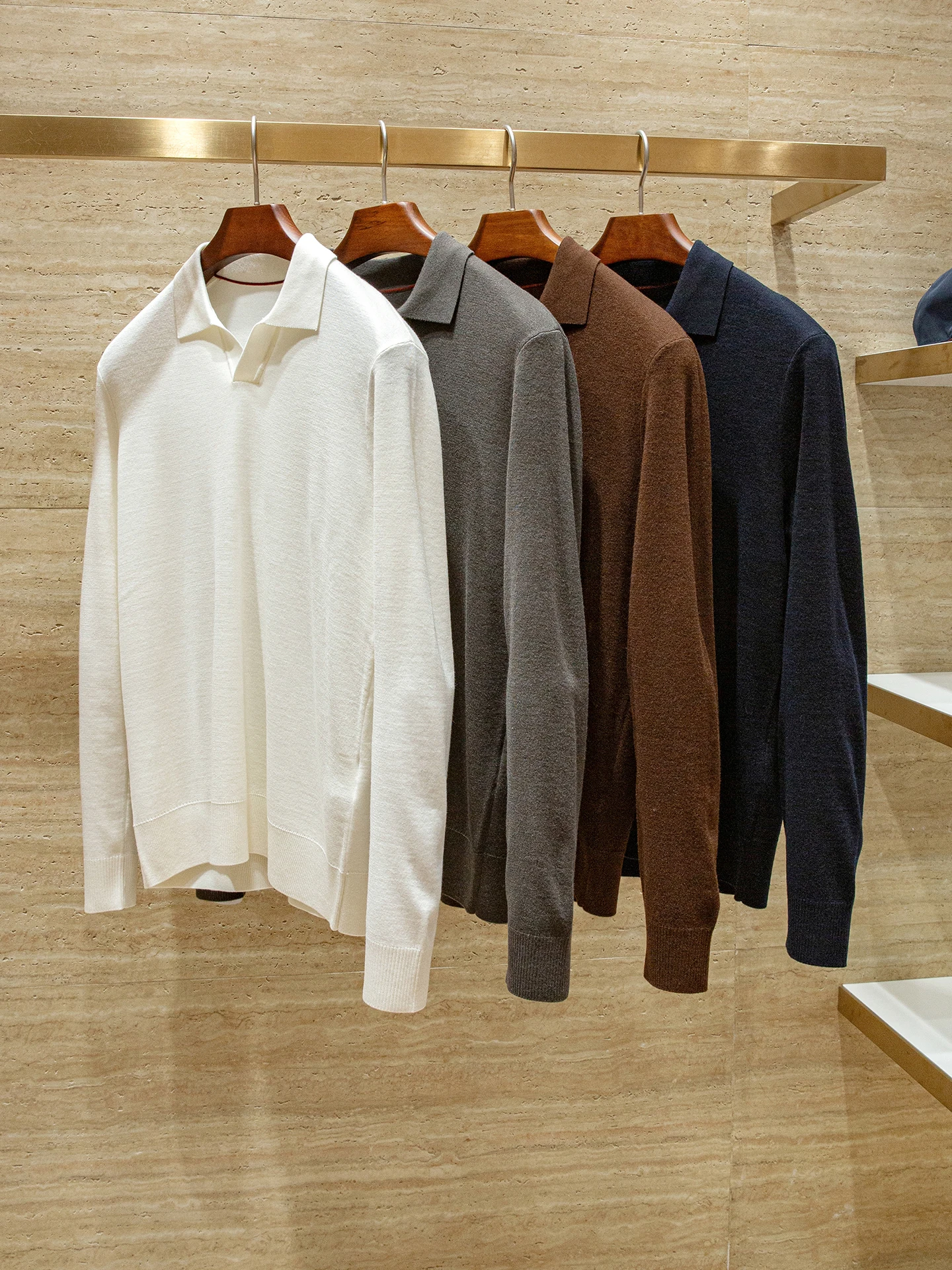 Cashmere wool blend old money style men's POLO lapel bottoming knitted sweater