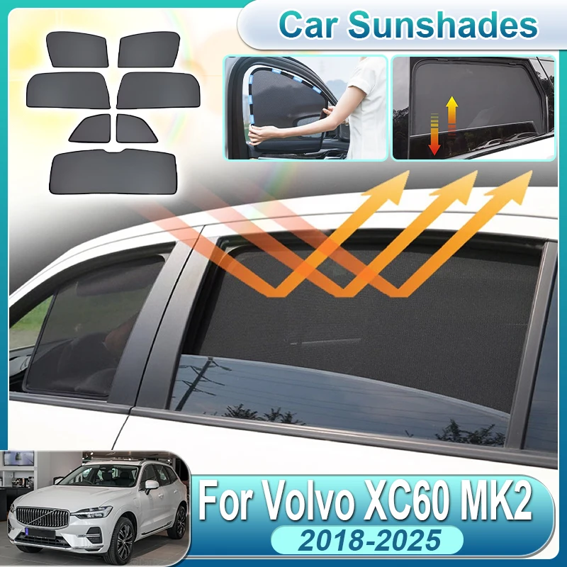

For Volvo XC60 2018-2025 MK2 Car Window Sunshade Protector Magnetic Curtain Mesh Front Windshield Sun Visor Cover Car Accesorios
