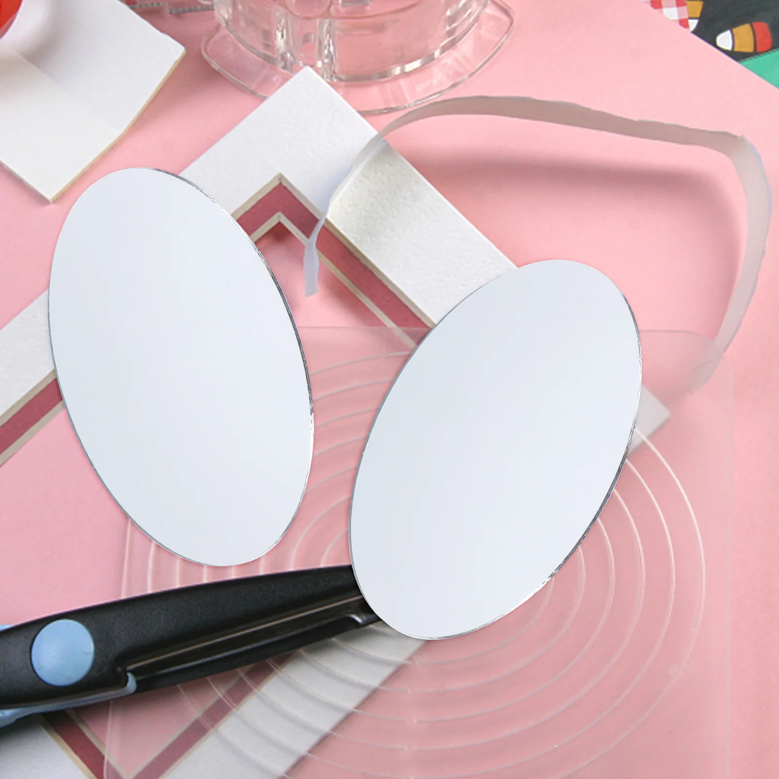 20Pcs Unfinished Oval Mirror Lens for DIY Makeup Mirror - Mini Compact Small Portable Craft Kit Women Gift