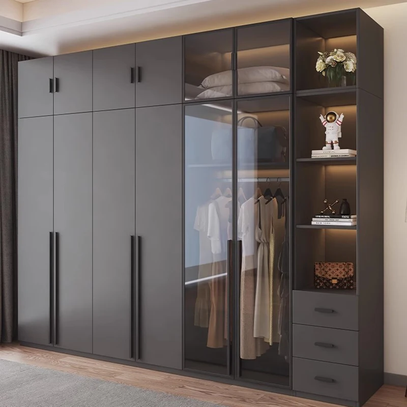 

Storage Designs Wardrobe Clothes Bedroom Luxury Black Tall Wardrobe Modern Cabinet Cheap Armadio Guardaroba House Furniture