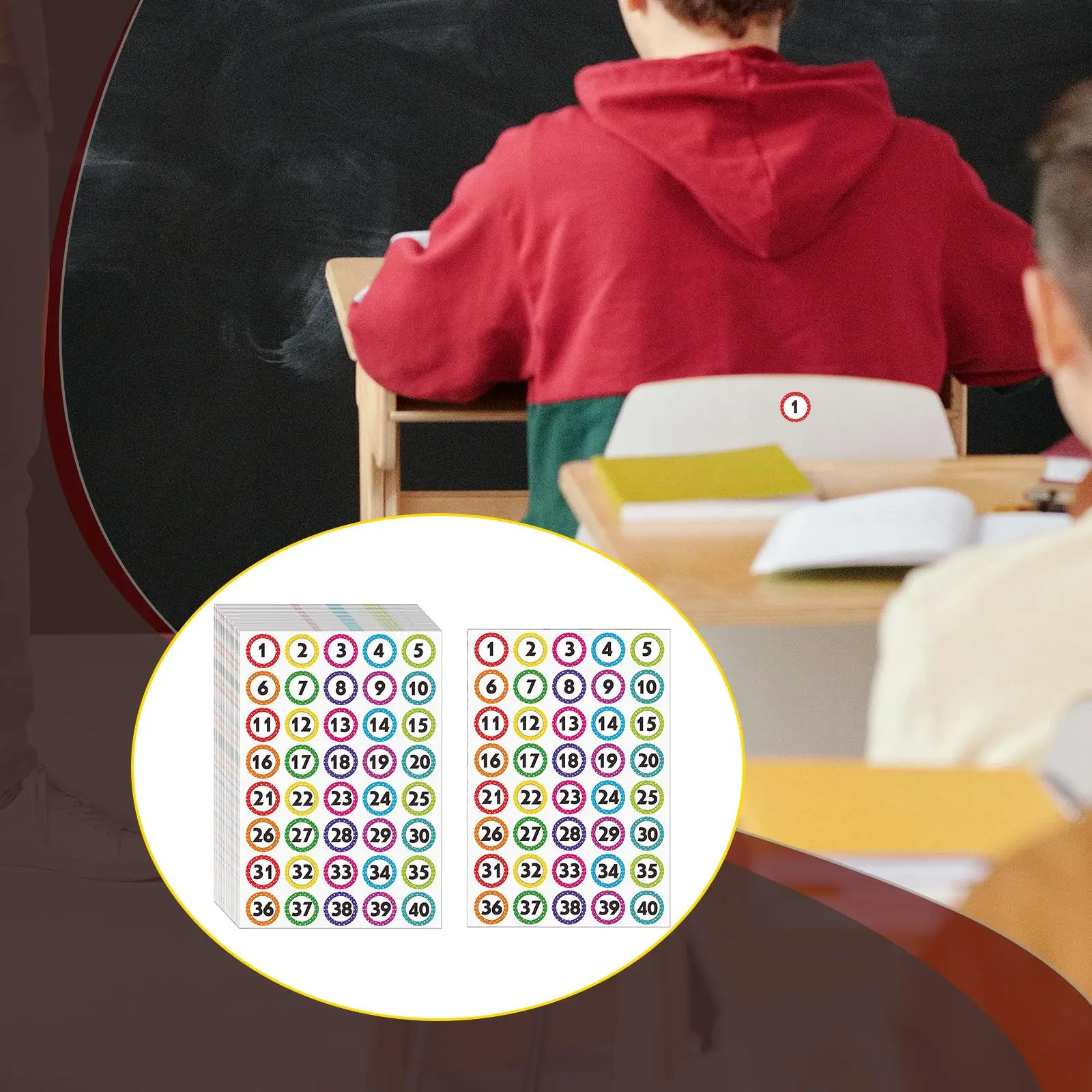 

50Pcs Number Stickers Waterproof Colorful Consecutive Number Labels 1-40 Dot Stickers for Classroom Bins Boxes Storage Inventory