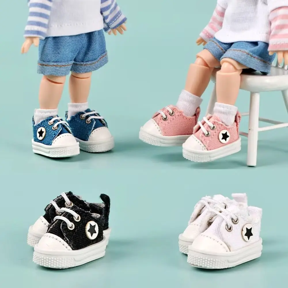 

Fashion Star Pattern Ob11 Shoes Dress Up Low Top Doll Canvas Shoes Pretend Play Cute Outfit Casual Doll Shoes 1/12 Bjd Doll
