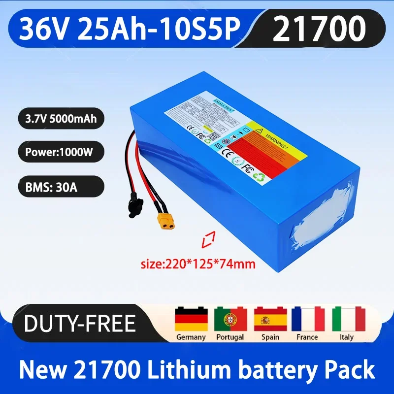 21700 36V 25A 10S5P new lithium battery with BMS 1000W suitable for 42V electric energy storage lithium-ion battery pack