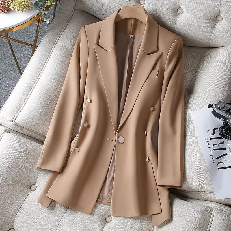 

Spring Autumn Women Blazer New Korean Double breasted Long Sleeved Outwear Ladies Office Work Wear Suit Coat Jacket Female Tops