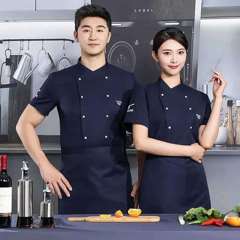 Cooking Workwear Men Coat Black Casual Uniform Catering Shop Coffee Top Chef Clothes Waiter Jacket Restaurant Work