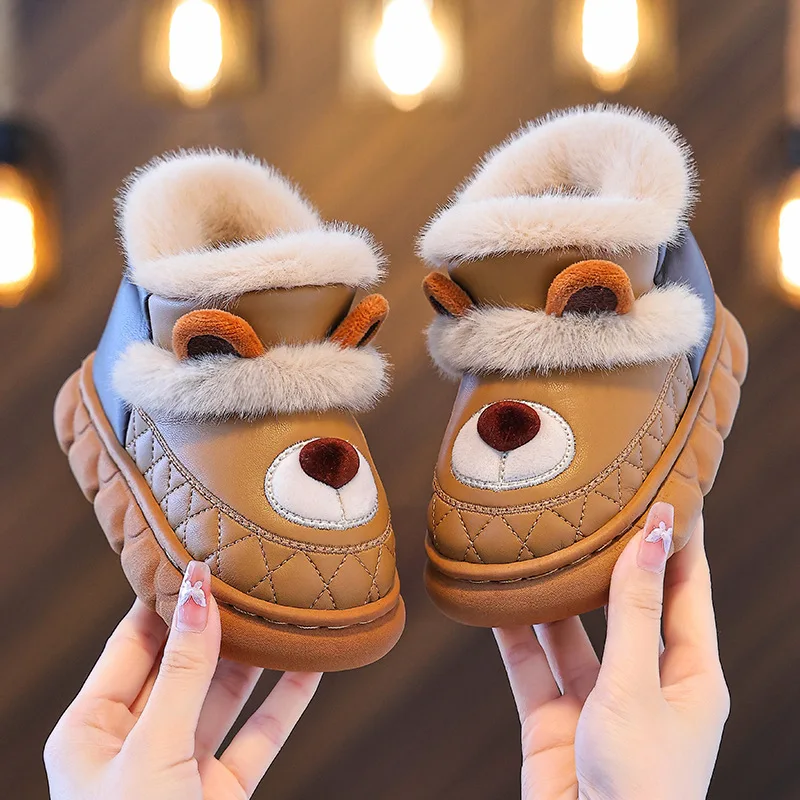 2026 Winter New Boys' Cotton Shoes Comfort Anti Slip Children's Home Shoes Cute Versatile Girls' Ankle Boots Zapatos De Niña