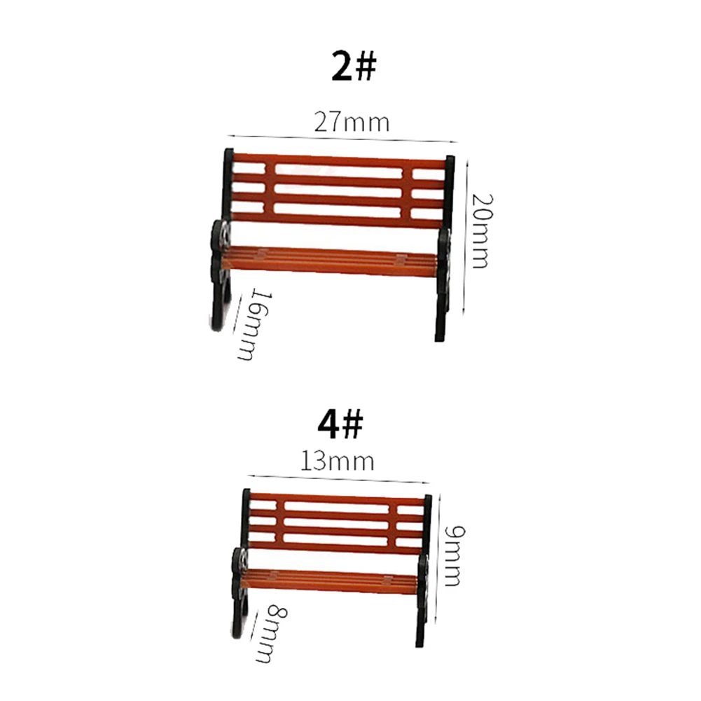 10pcs ABS Model Park Bench 1:75 1:100 1:200 Scale Orange And Black For Train Layout Diorama Garden Decoration