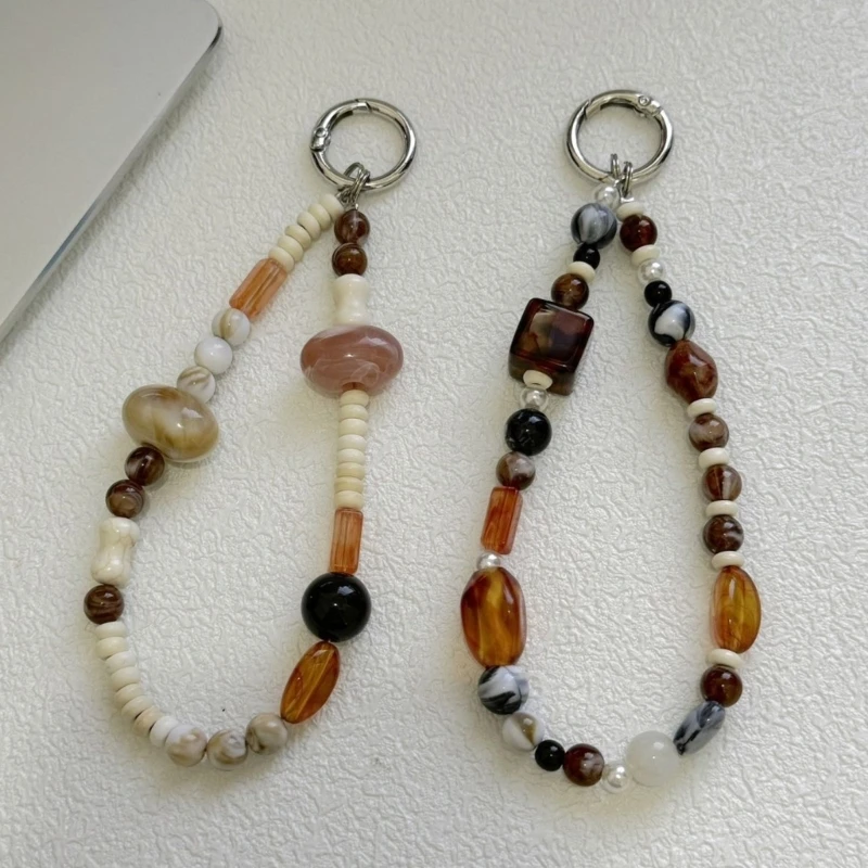 

Vintage Handmade Phone Chain Accessory Compact Wristlet Lanyard Featuring Beaded Design For Secure Camera And Mobile Carry