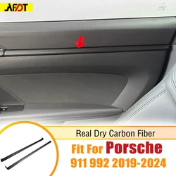 AFDT For Porsche 911 992 2019-2024 Real Carbon Fiber Car Interior Door Panel Decoration Stickers Cover Moulding Car Accessories