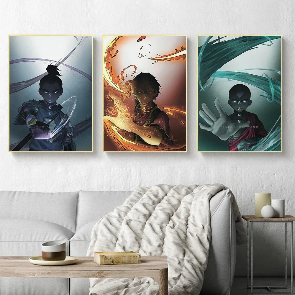 Avatar The Last Airbender Poster Aang Fight Anime Pop Art Canvas Painting Wall Picture for Kid Room Bar Home Decor Unframed