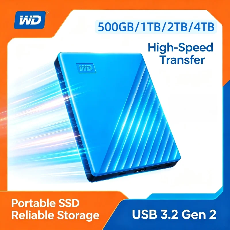 2026 Western Digital WD 500GB 1TB 2TB My Passport Portable External Hard Drive USB 3.0 High Speed HDD for Laptop PC Computers