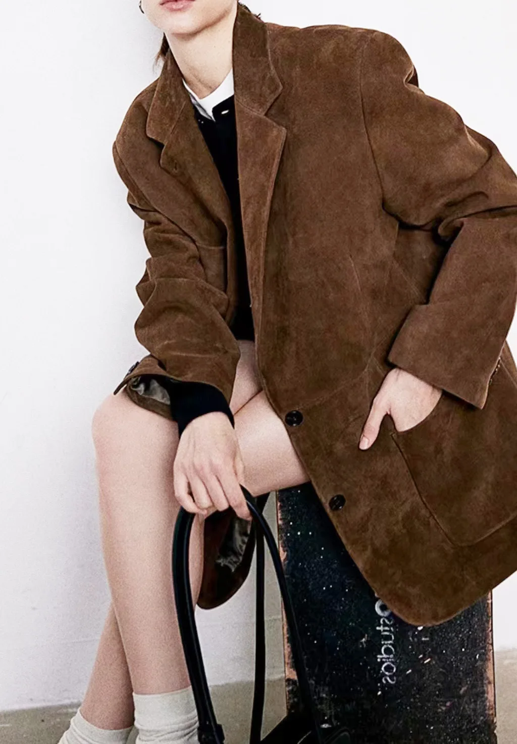 2025 manteau en cuir Nubuck pour femmes printemps mode véritable daim rétro veste Unburn Maillard vieil argent Style Silhouette costume