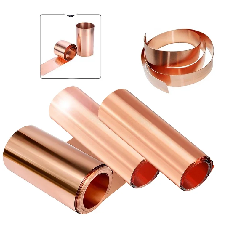 1pcs 99.9% Pure Copper Cu Metal Sheet Foil 0.01-0.5mm Thickness Copper Sheet  Copper Strip for Jewelry Crafts Repairs Electrical