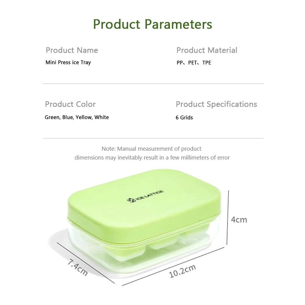 Practical 6Grid Ice Tray Mold Easy Release Food Grade Silicone Press Ice Cube Press Type DIY Ice Maker Ice Cube Tray