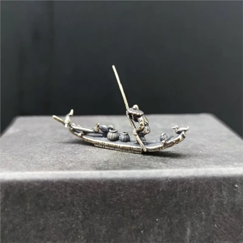 Fishing Boats Retro Pure Brass Bonsai Rockeries Dry Mountain Strange Rock Micro Landscapes Decorative Accessories Ornament ZE174