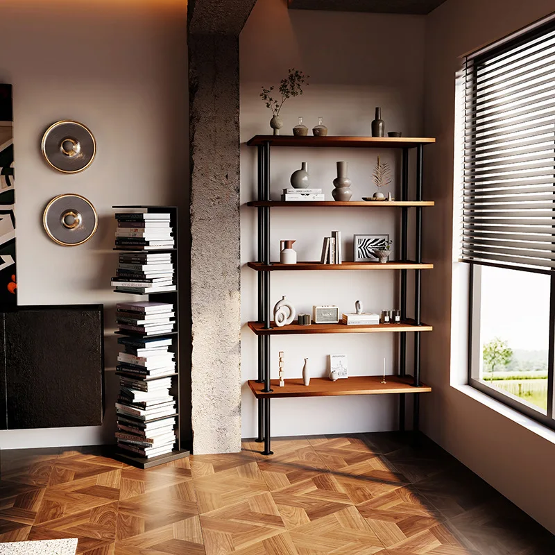 Loft industrial style retro water pipe solid wood shelf floor baffle storage rack multi-layer shoe