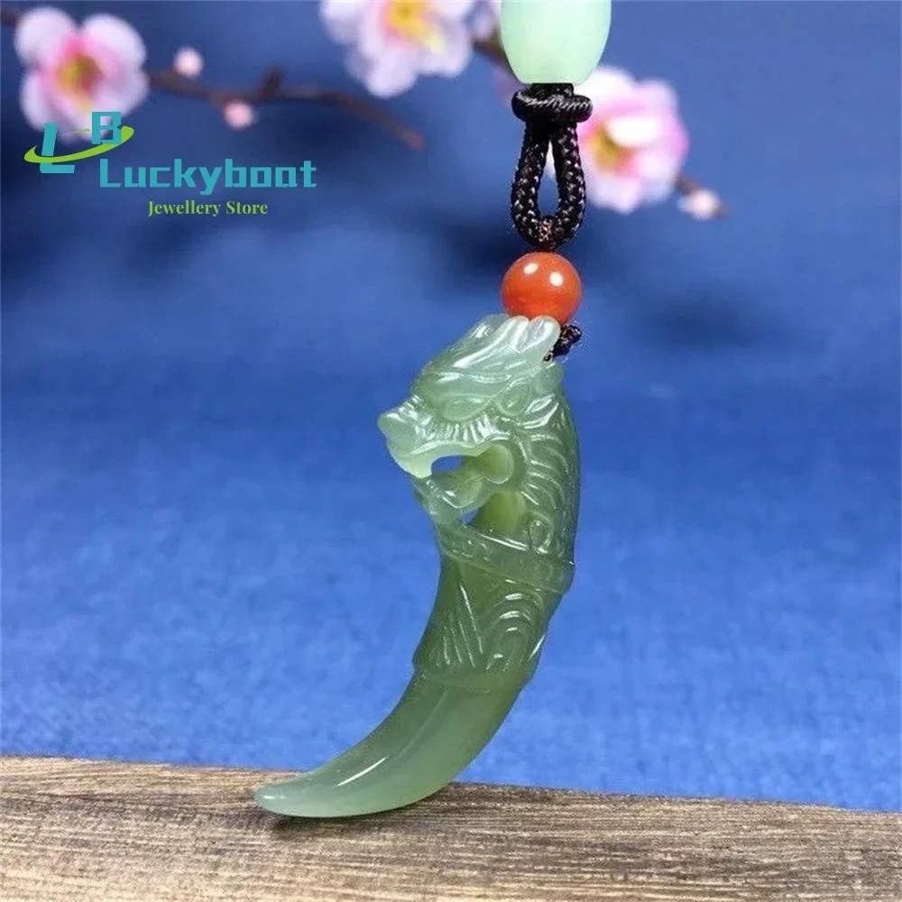 Hetian Jade Pendant Dragon Tooth   Men's Domineering Necklace  Travel World  Transfer