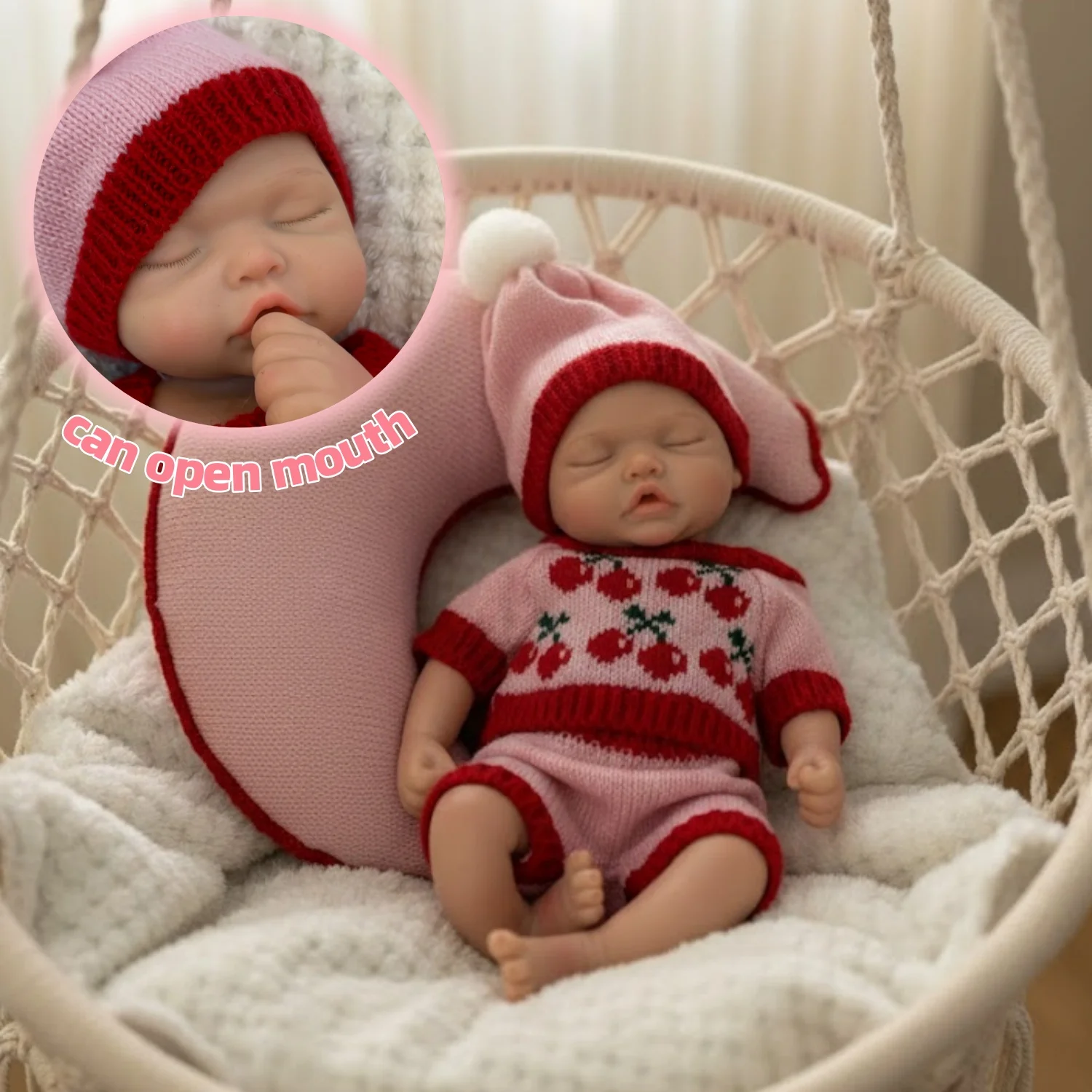 

AnjoDoll 13inch Silicone Girl can open mouth Full Solid Slicone Reborn Doll Realistic Doll Toy For Gifts Muñeca Reborn