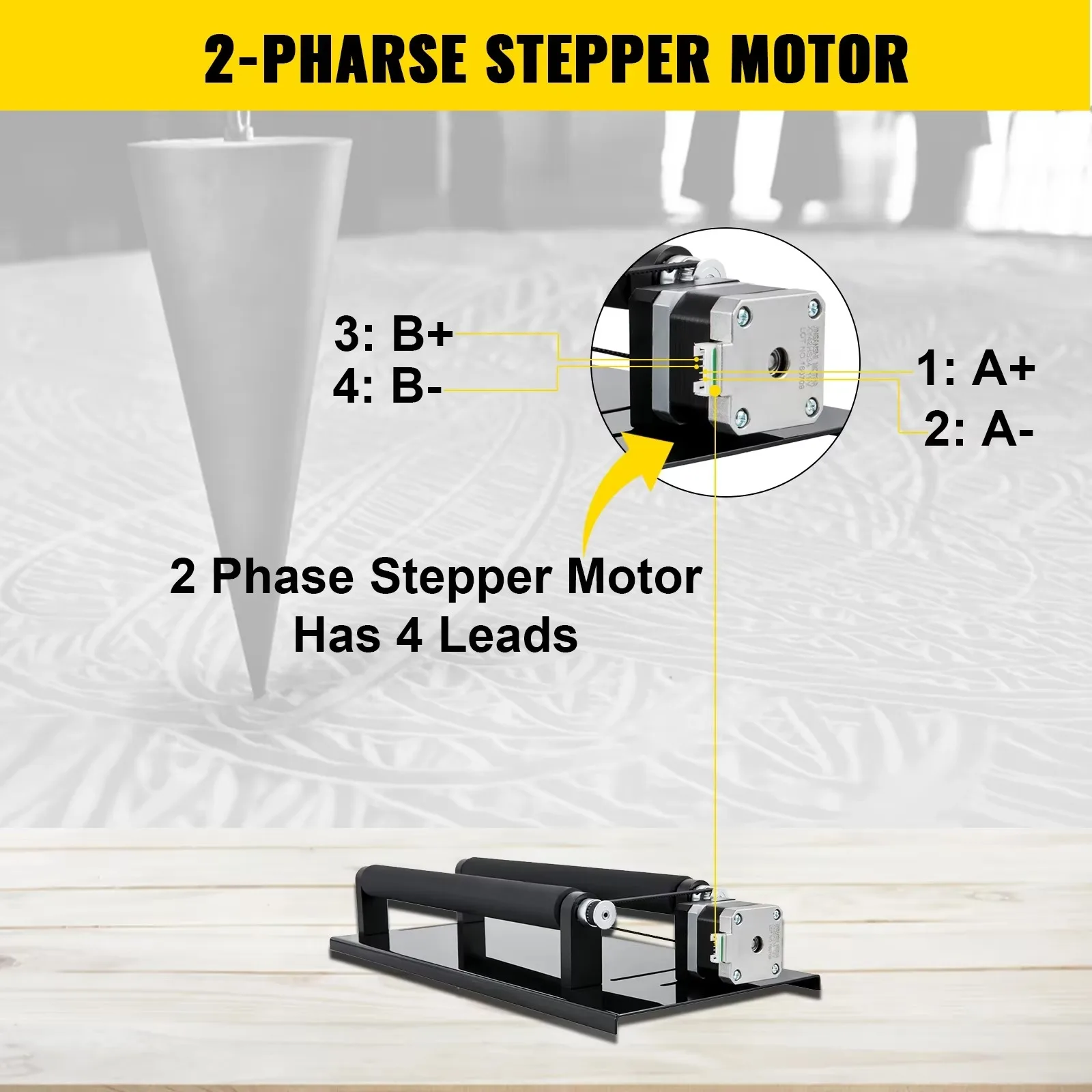 VEVOR Rotary Axis Attachment 4 Wheels Laser  Attachment  42 Stepper Motor Laser Cutter Rotary Laser Rotary Axis