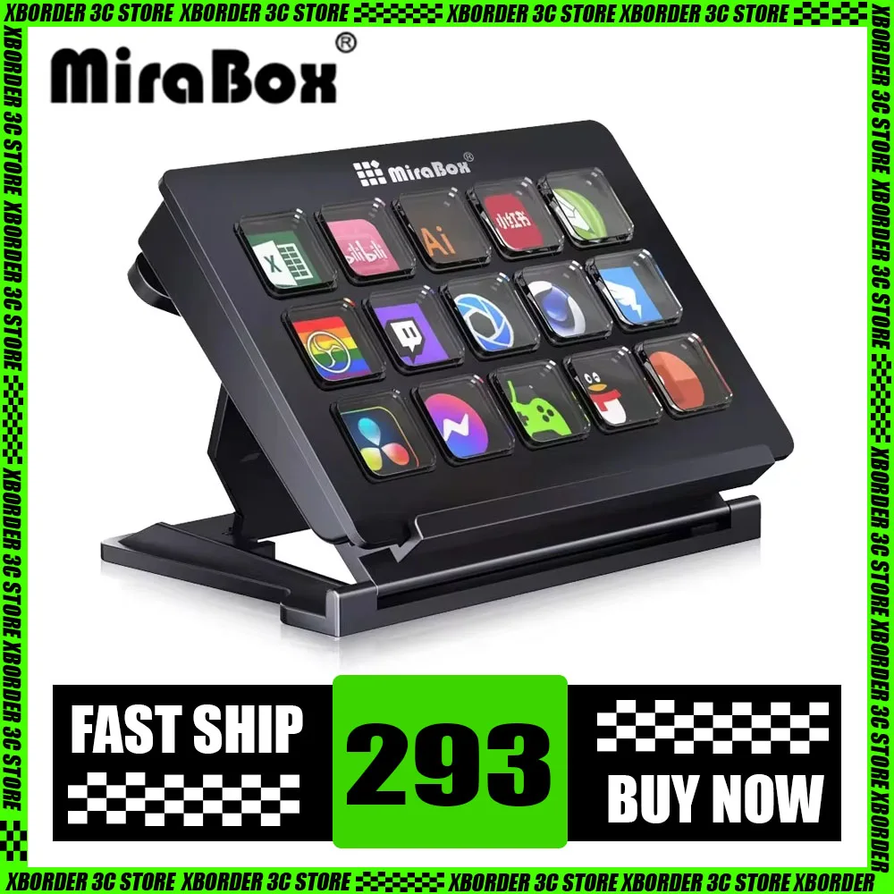 

MiraBox 293 StreamDeck мини визуальная клавиатура 15 клавиш ЖК-Кнопка Создание живого контента контроллер пользовательская кнопка для Win/MacOS подарки