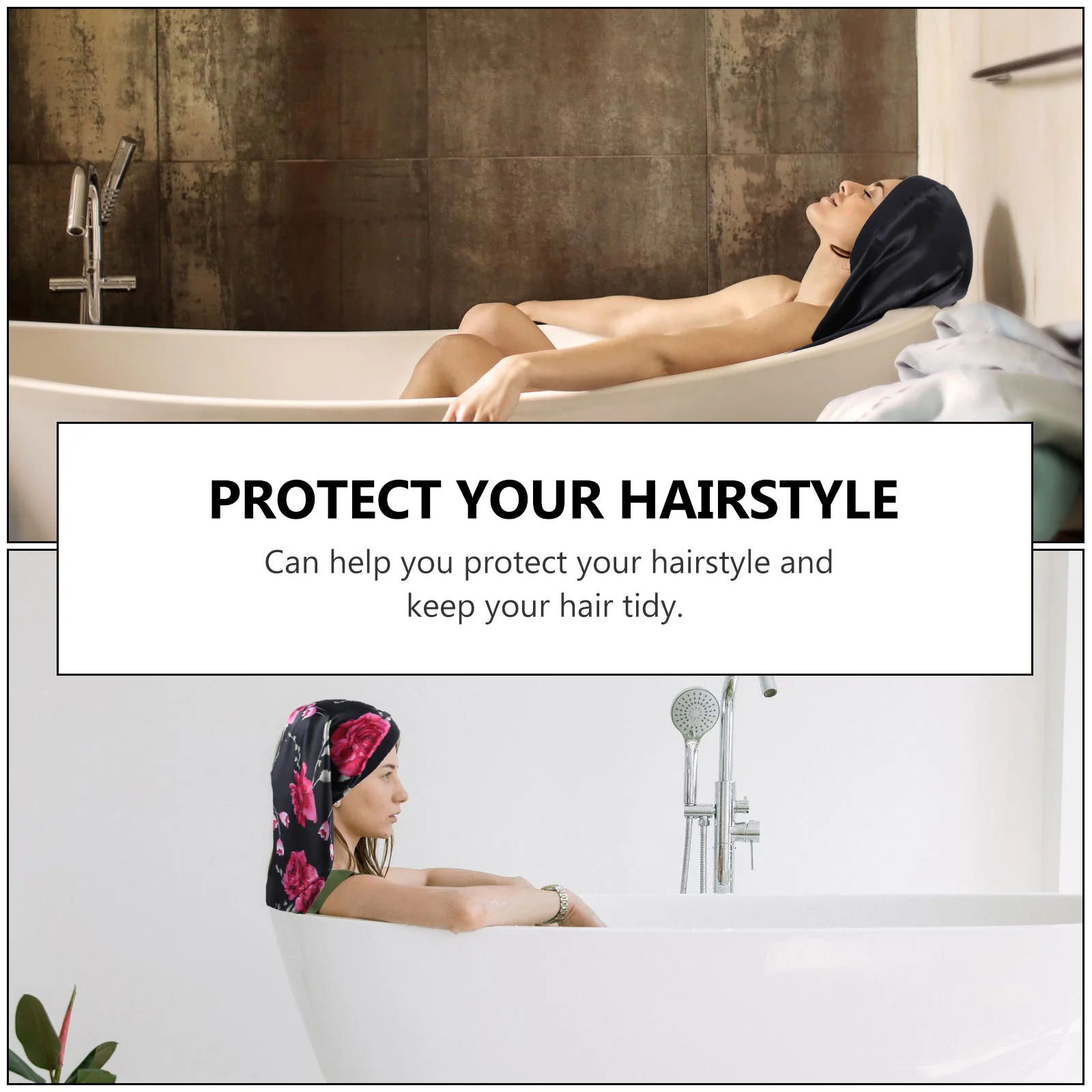 

2Pcs Wide Brimmed High Elasticity Satin Sleeping Cap for Women Hair Protection Hat Comfortable and Reusable Long