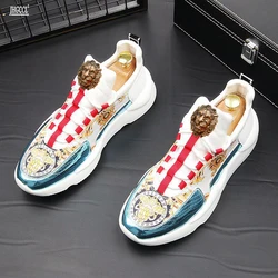 NEW Men's Casual Shoes men's printed trend casual shoes summer breathable sneakers wear-resistant elastic shoes A5