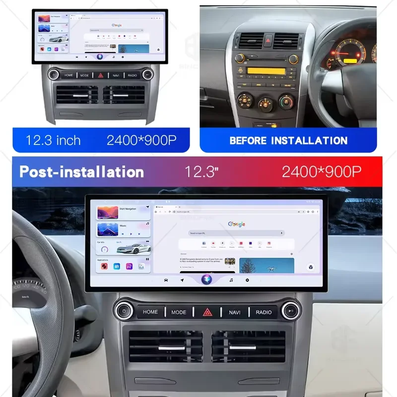 2026 Hot Sale 4G+ WIFI 8 Core Full Touch Screen Android Car Player DSP Carplay 12.3 Inch Car Frame Radio for Corolla view 4