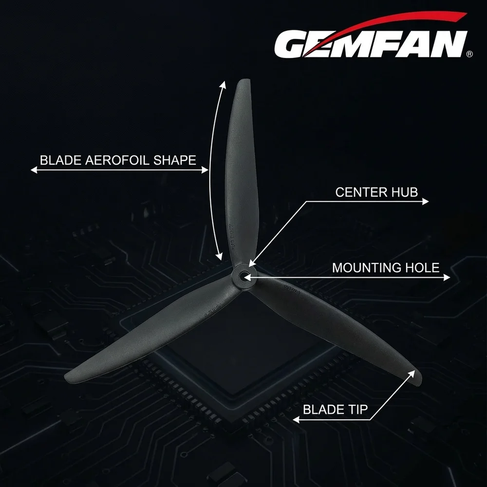 Gemfan 1270-3 12" 3-Blatt-Glasfaser-Nylon-Propeller 33,4g 7" Steigung 6mm Schaft Schwerlast-Cinelifter FPV-Drohnenteile - 2 Stück – Detail 9