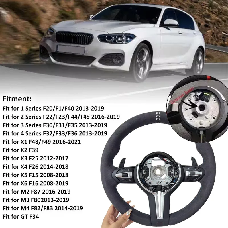 Met Carbon Trim Volledige Alcantara Stuurwiel voor BMW F01 F10 F20 F22 F30 F31 F32 M2 F87 M3 F80 M4 F82 F90 X5 F15 F16
