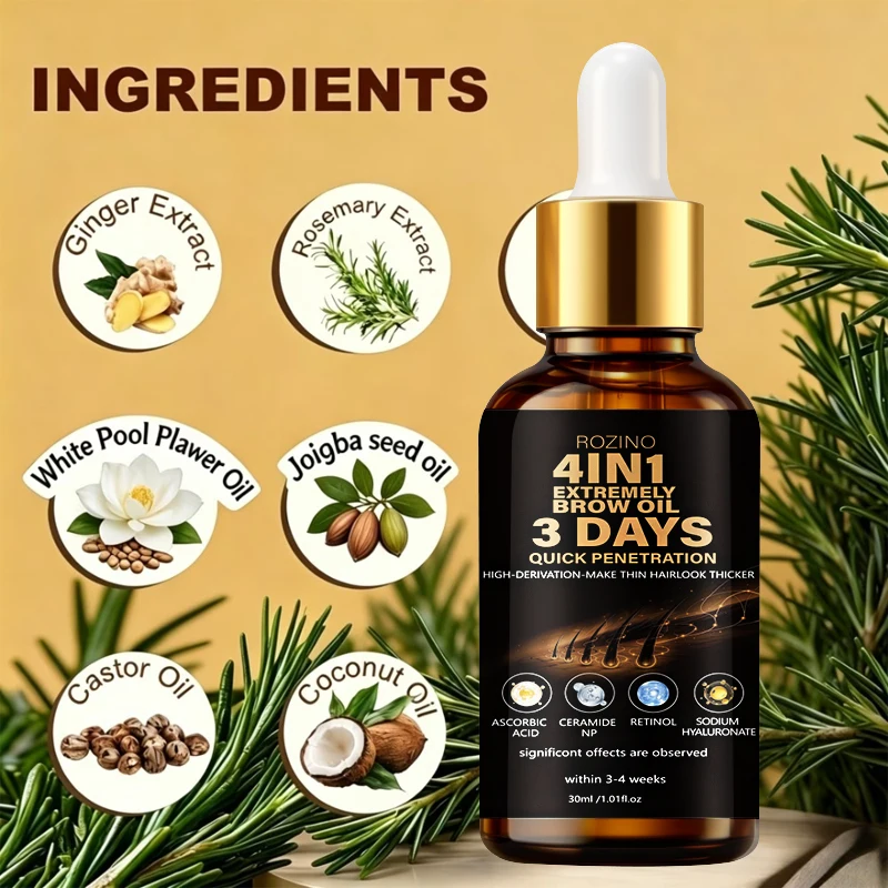 30ml Four-In-One Moisturizing Extreme Eyebrow and Eyelash Serum, Instantly Nourishes Eyebrows and Eyelashes, Making Them Longer and More Curled, Significantly Enhancing Thickness and Curl, Safe Multi-Effect Formula, Quickly Absorbed, Non-Greasy Use It Every Day to Create Healthy and Attractive Eyebrows and Eyelashes.