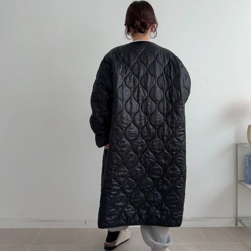 Rétro Long coton Jaet avec boutons de corne coréen Sle femmes printemps automne hiver vêtements d'extérieur décontracté rue Faion