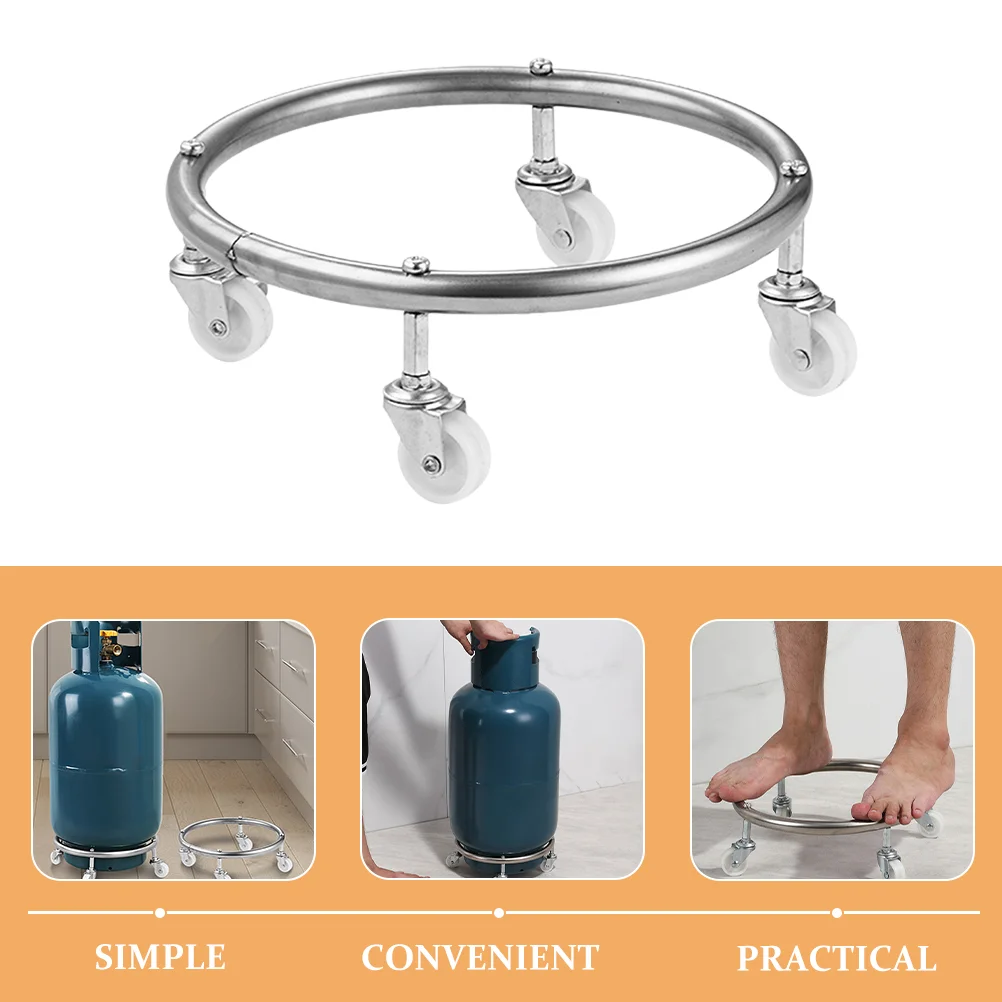 Universal Wheel Base Gas Bottle Mobile Bracket Propane Tank Stainless Steel Cylinder