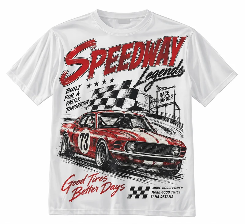 Vintage Racing Car Graphic T Shirt Men Women Speedway Motorsport 3D Print Short Sleeve Streetwear Casual Summer Fashion Tee Top