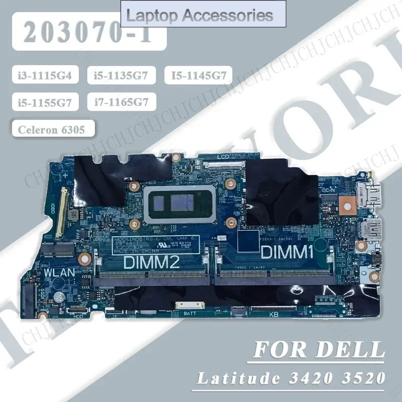 

F Laptop Motherboard For Dell Latitude 3420 3520 With Celeron 6305 i3/i5/i7-11th Gen CPU N18S-G5-A1 MX450 2GB Mainboard 203070-1