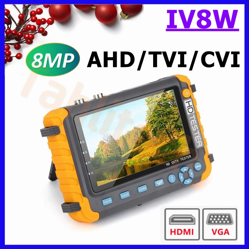 IV8W 8MP AHD/CVI/TVI Tester CCTV Cameras Tester AHD Testers HDMI VGA Input Video Tester CFTV Mini CCTV Monitor Portable Tester