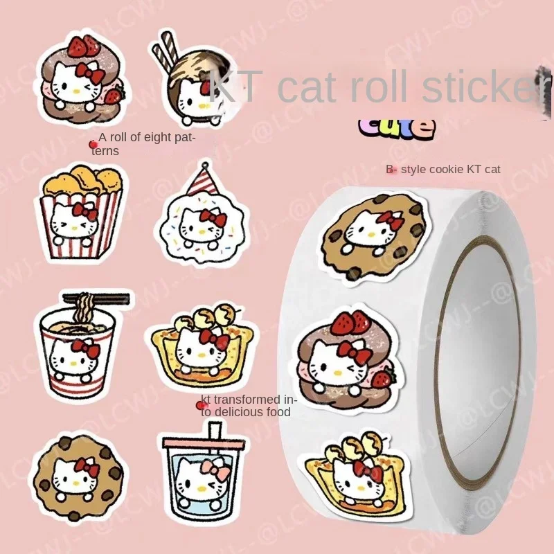 500Pcs/Roll Sanrio Hello Kitty Stickers Kawaii Melody Kuromi Cinnamoroll Luggage Graffiti Decals Kid Toy Decoration Sticker Gift